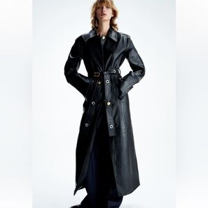 H&M capsule Statement button Leather coat
